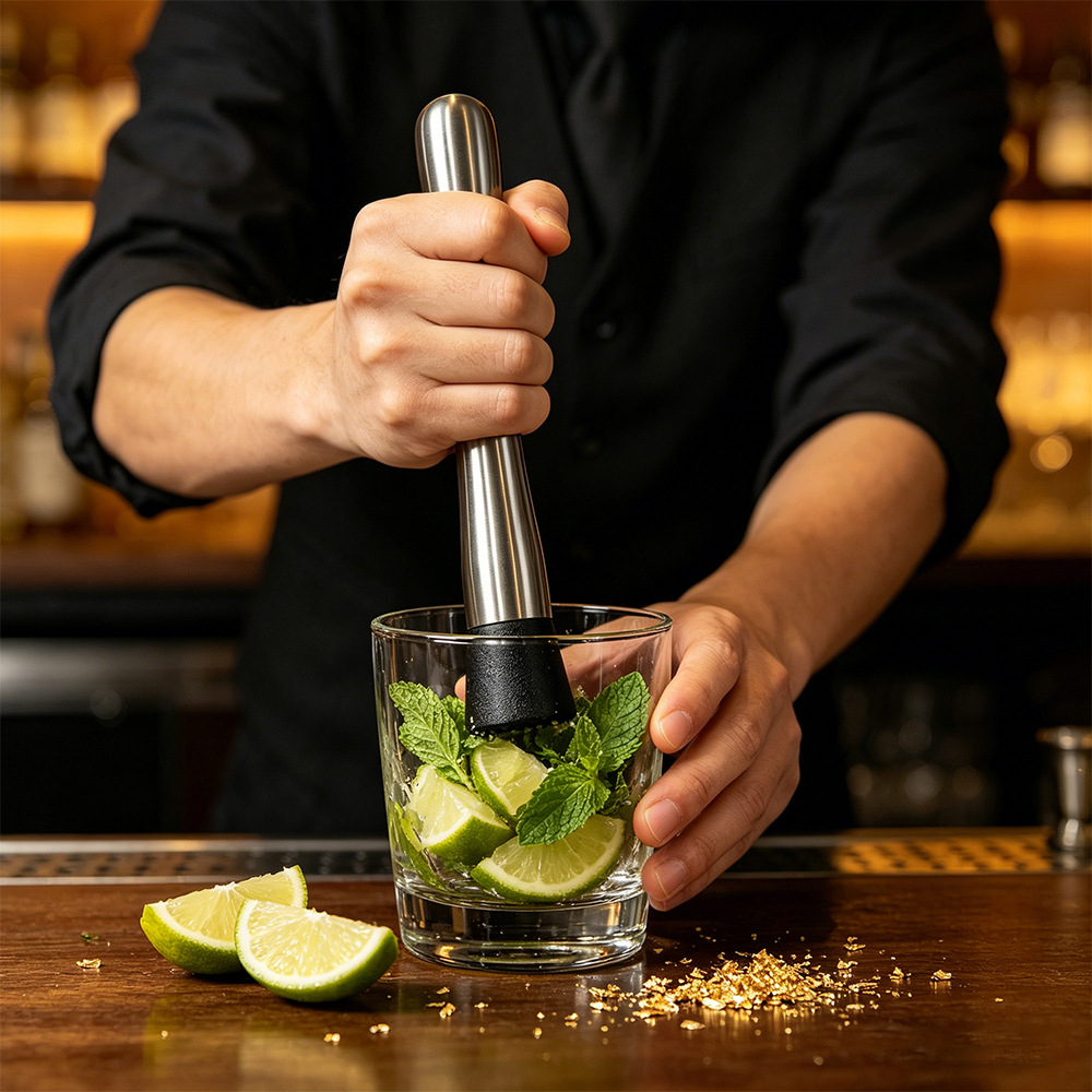 Muddler Cocktail Bar - Espremedor de Frutas em Aço Inoxidável,