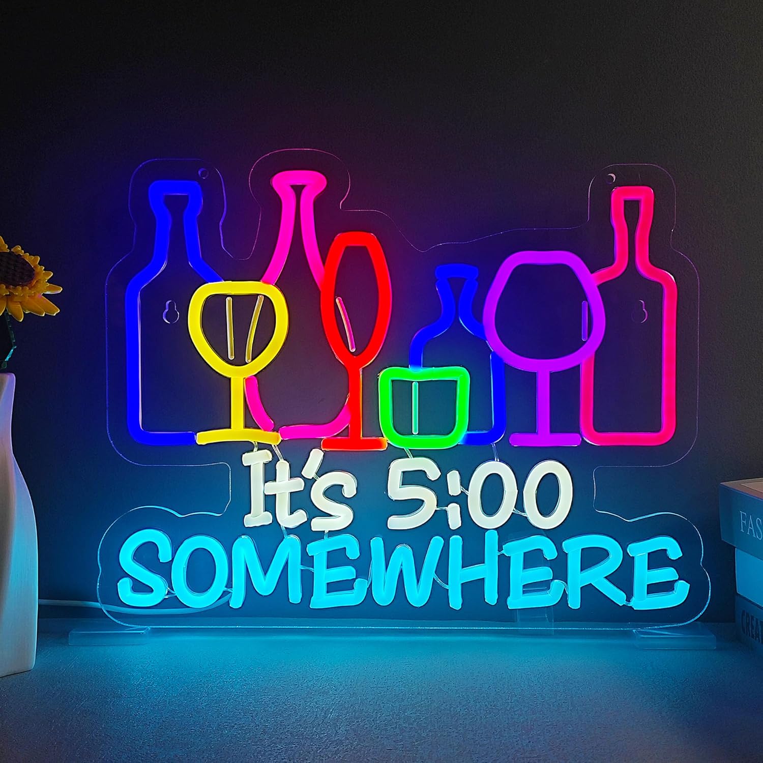 Wine Beer Photo - Letreiro Neon LED 'It's 5 O'Clock