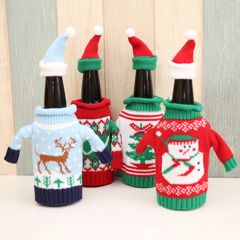 Wine Beer Red - Suéteres De Malha De Natal De
