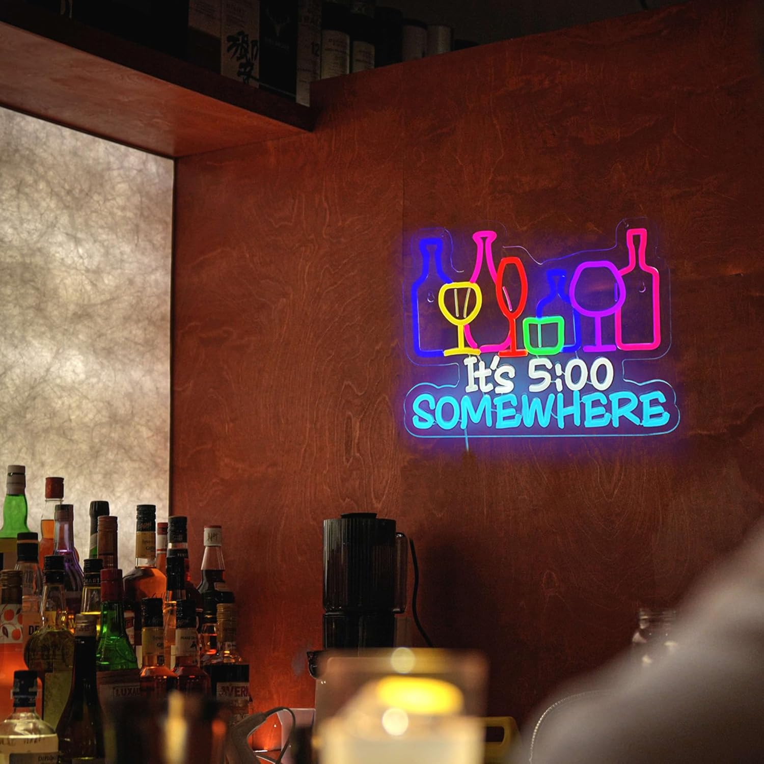 Letreiro Neon LED 'It's 5 O'Cl - Wine Beer Photo avaliação e preço